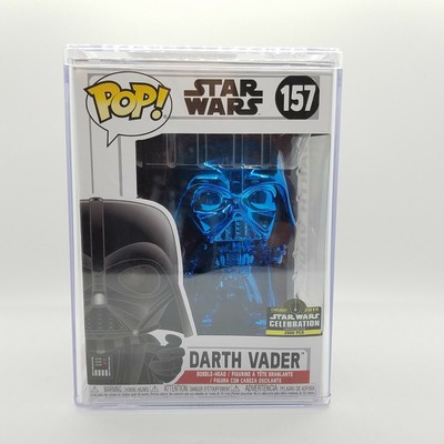 Funko Pop Darth Vader 157 Blue Chrome Star Wars Celebration 2019 2500 hardstack | eBay
