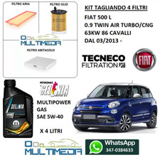 TAGLIANDO FILTRI OLIO SELENIA GAS 5W40 FIAT 500 L 900 0.9 TWIN AIR TURBO METANO
