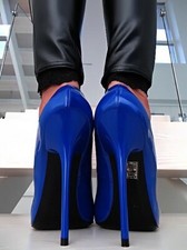 1969 Made in Italy Stiletto High Heels Anouk Style Leather Pumps Blue 39