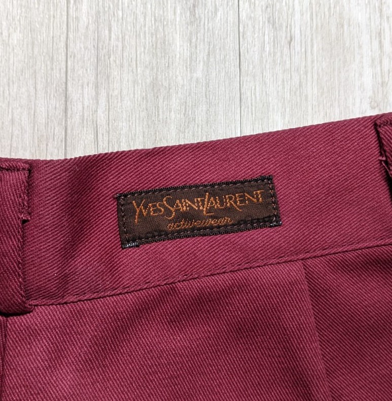 NOS Vintage YVES SAINT LAURENT Pantaloni Donna a Pieghe Vita Alta Taglia 14
