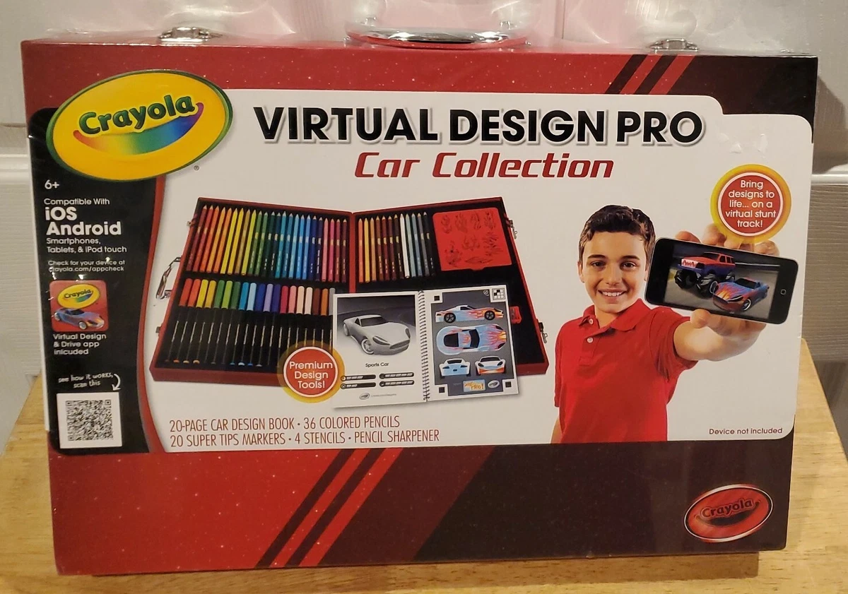 Crayola Virtual Design Pro Cars Collection Art Set App & Book Coloring Kit  - New