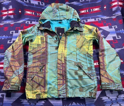 Oakley Snowboarding Ski Jacket Regular Fit Size Small Hologram Pattern Geometric