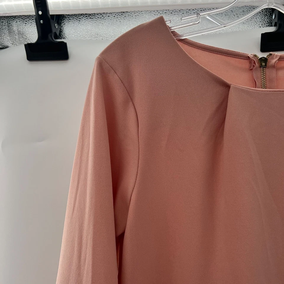 Vestido recto Nina Leonard para mujer manga campana 3/4 rubor talla mediana cremallera Foto 3 de 4