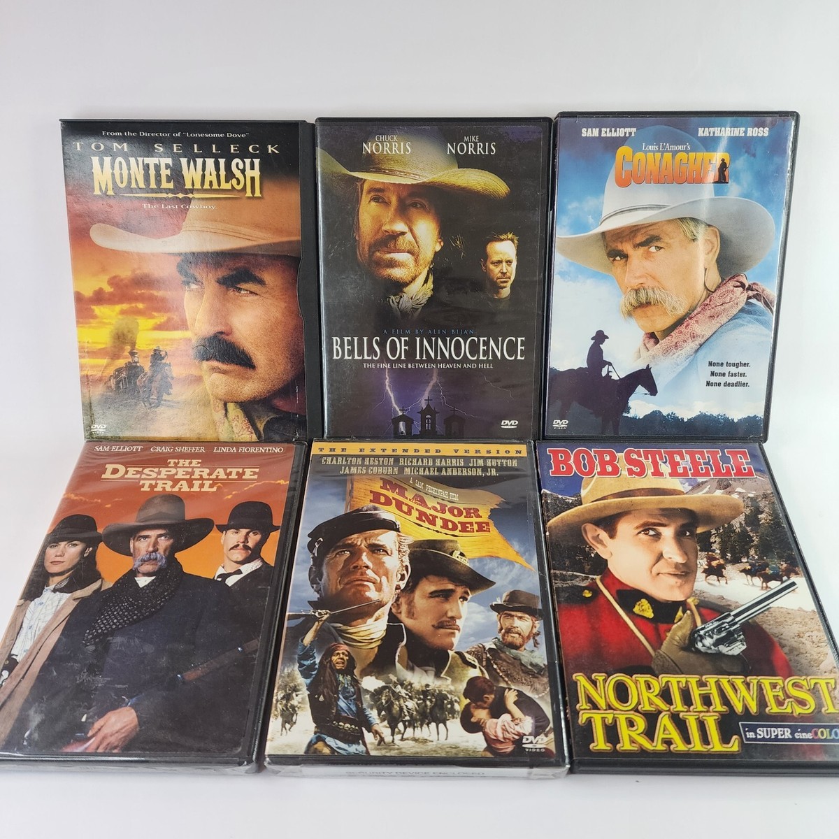 Curated Lot of 6 Western DVDs ~ Tom Selleck, Chuck Norris, Sam