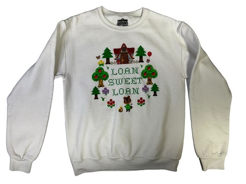 Animal Crossing Loan Sweet Loan Small White Women's Sweater EUC