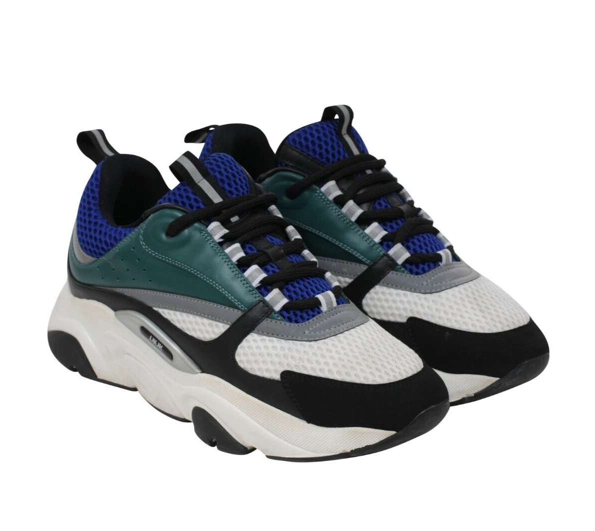 Baskets Dior homme B22 US8 IT41 blanc bleu noir vert gros logo papa baskets