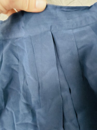Fendi Pleated 100% Silk Skirt Midnight Navy Blue Medium US 10 Cut Out Vintage - Picture 4 of 8