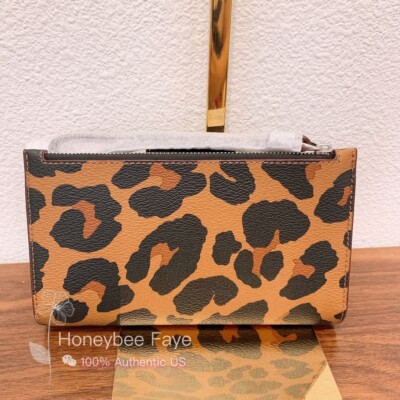 NWT Coach Tech Wallet With Leopard Print And Signature Canvas