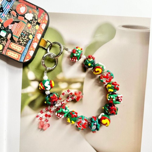 Christmas Bag Pendant Keychain Double Chain Phone Lanyard Mobile Phone Strap - Photo 11 sur 21