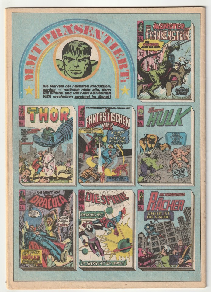 DIE RUHMREICHEN RÄCHER #18, Williams Verlag/Marvel Comics 1974 ...