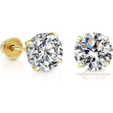 1ct. Sparkling Lab-Created Diamond Stud Earrings in 14k Yellow Gold Plated