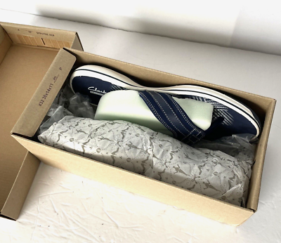 Clarks 25506 Womens Navy/White Breeze Sea Casual Flip Flop Sandals