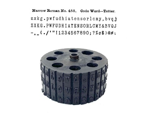 No.455 Blickensderfer Typewriter Typewheel Narrow Roman Antique Vtg 5 6 7 8 9 - 第 1/2 張圖片