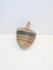 Antique Wood Striped Spinning Top Toy
