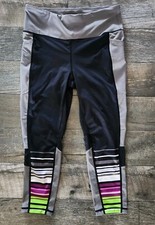 Lularoe Rise Collection Workout Athletic Capris Size L (14-16) Gray Colorful