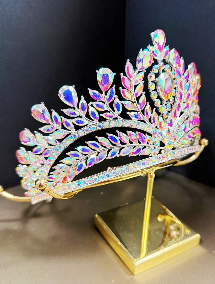 Corona de cristal de diamante, corona de quinceañera, tiara de boda de plata, tocado de novia Foto 4 de 4