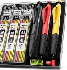 Nicpro 3 Pack Carpenter Pencil Set with Sharpener & Finger Grip, Mechanical