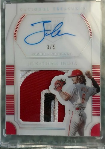 JONATHAN INDIA Reds 2021 National Treasures ROOKIE SILHOUETTES HOLO 