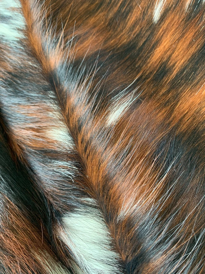 Tricolor Cow Hide Real Skin Leather Rug - Average Size 6X6 feet New Cowhide Rug - Image 4 of 4