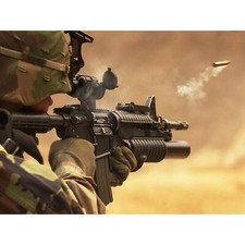 Army Military Shell Casing M4 Rifle Gun Firing Photo XL Wall Art Canvas Print