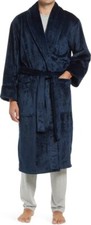 NEW Daniel Buchler Mens Textured Plush Robe - Midnight Navy Blue - M/L