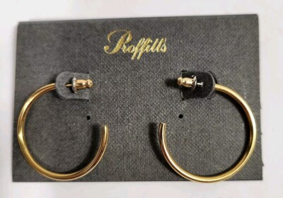 Vintage Proffitts Goldtone Pierced Hoop  Earrings NEW!!