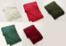 Ralph Lauren Home Collection 60 x 60 Cable Knit Cashmere Throw Blanket $595