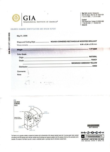 Diamant natürliche Farbe Fancy bräunlich grünlich gelb 1,17 ct lose Kissenschliff - Bild 5 von 5