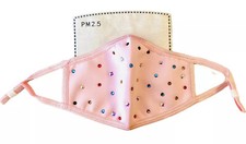 Girl reusable Bling Rhinestone face mask with filter Kid Child Sparkly Pink