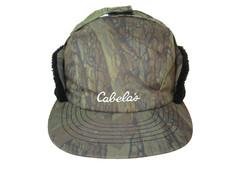 Vtg 80s/90s CABELA'S Green/Brown REALTREE CAMO WINTER HUNTING HAT Warm Cap Sz M
