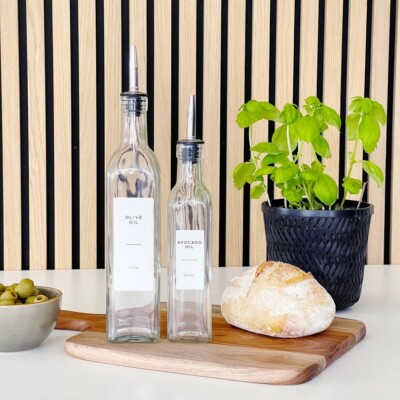 Nachfüllbare Glas Öl Ausgießer Flasche - personalisiert mit Etikett - 250ml oder 500ml