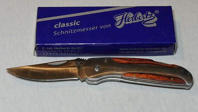 Herbertz Taschenmesser Classic Messer mit Aufdruck Protool  Pakka-Holzeinlagen