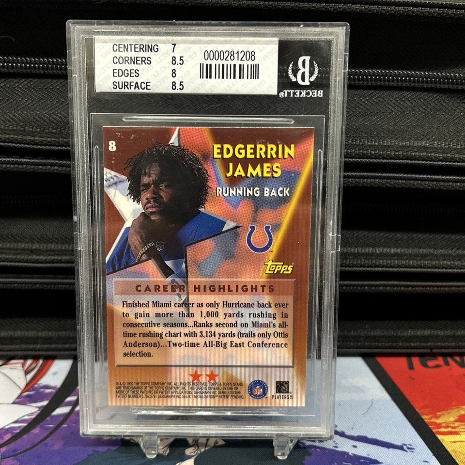 1999 Topps Stars Two Star Edgerrin James #8 BGS 7.5 Rookie RC HOF - Image 2 of 4