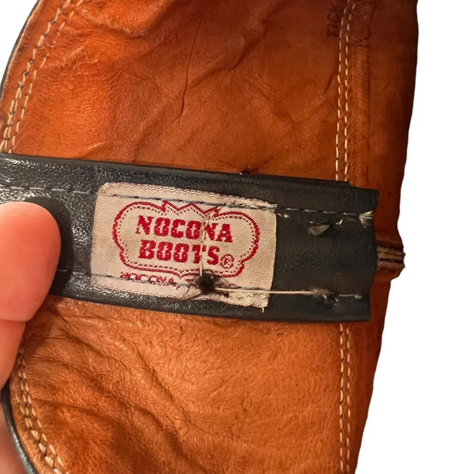 Botas de caubói vintage de couro azul Nocona tamanho ocidental 8B clássico festival de rodeio - Imagem 2 de 4