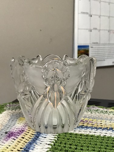 Gorham Crystal Angel Tealite Votive Candle Holder 4x3.5” Angel Of Peace Germany - Picture 2 of 11
