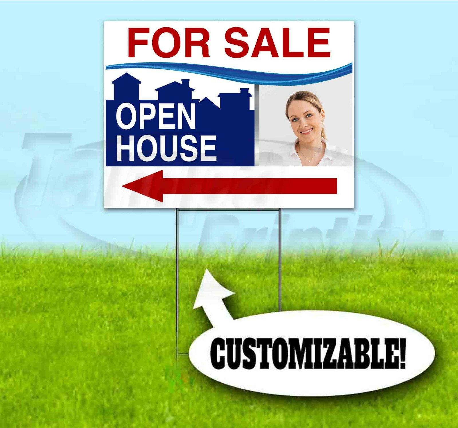 OPEN HOUSE FOR SALE CUSTOM 18x24 Yard Sign WITH STAKE Bandit REALTOR REAL ESTATE