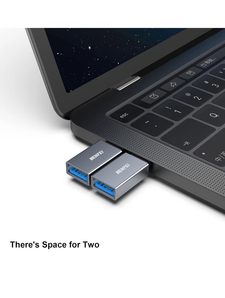 Адаптер BENFEI USB C на USB 3.0, совместимый с адаптером USB C на A штекерный-гнездовой упаковка 3 шт. - Изображение 2 из 4