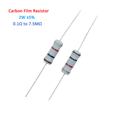 200pcs 2W ±5% Carbon Film Resistors-Full Range of Values 0.1Ω to 7.5MΩ