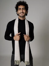 Men Women unisex 100%CASHMERE Scarf Winter Paisley Purple Wool India Scarf