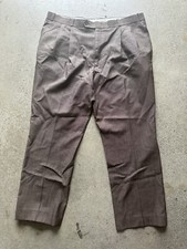 Vintage NWOT 1980s Unbranded Brown Wool  Silk Blend Pleated Pants Size 38 x 28