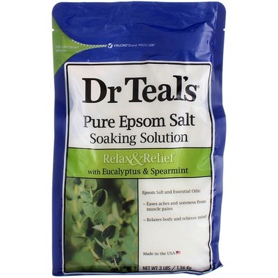 Dr Teal's Pure Epsom Salt Soaking Solution, Eucalyptus & Spearmint, 3 lbs