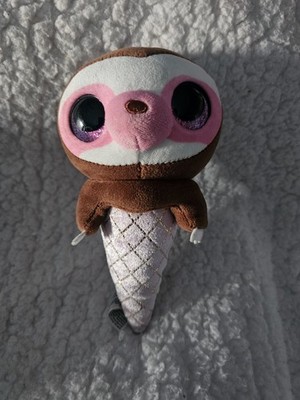Zuru Coco Cones Sloth Ice Cream Cone Plush Pink Glittery Eyes 7'' Stuffed Animal