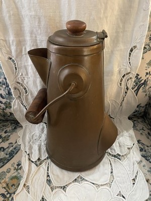 VTG COPPER COFFEE KETTLE POT SWING HANDLE MADE IN PORTUGAL 13  Tall, COTTAGE