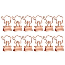 12Pcs Elephant Metal Binder Clips Bulk Plating for Planner Notes, Rose Gold