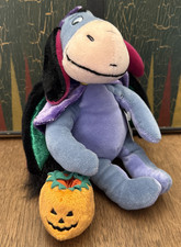 Disney Store Eeyore Halloween 8.5" Plush Stuffed Animal w Pumpkin Bat Wings