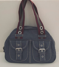 Women's Handbag Tote Denim-Look Canvas 11" x 7" x 4" Multiple Pockets
