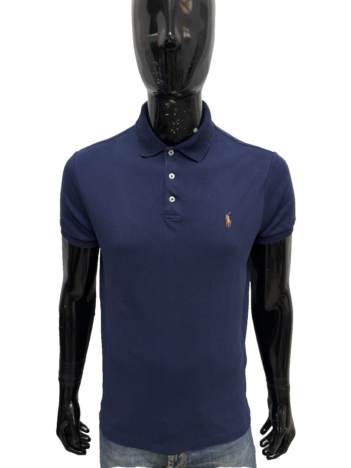 Polo Ralph Lauren Polo Uomo Taglia M Custom Slim Fit Blu Navy Manica Corta