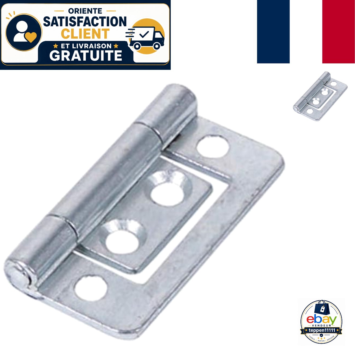 Charnières acier argenté 38x28 mm quincaillerie plafond durable