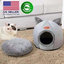 Pet Bed With Cat Ears for Small Medium Large Cat Keep Warm in Winter Comfortable