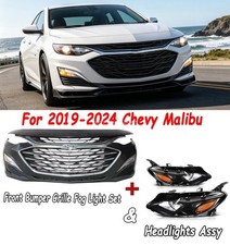 Complete Bumper Cover Upper Lower Grille Fog Lights For 2019-2025 Chevy Malibu